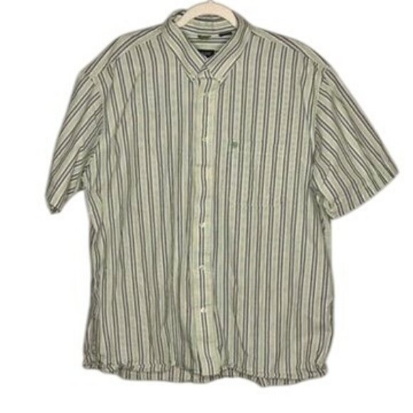 Izod  Striped Short Sleeve Button-Down Cotton Shirt Mens XL Preppy Casual Dad - Picture 1 of 8